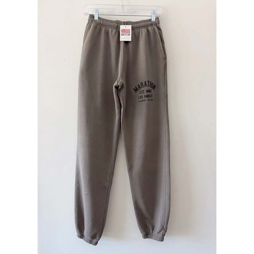 The Marathon Clothing TMC Run A Lap Taupe Men's Jogger Sweatpants Small NWT